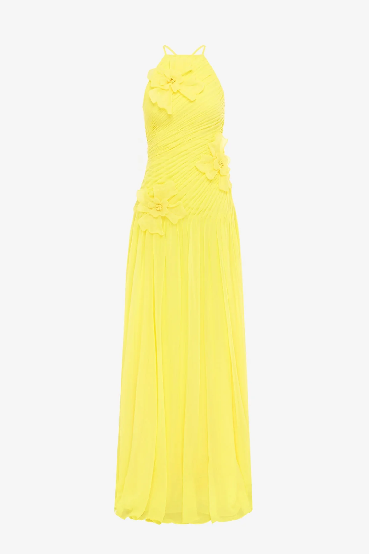 Amya Floral Appliqué Gown - Sunshine