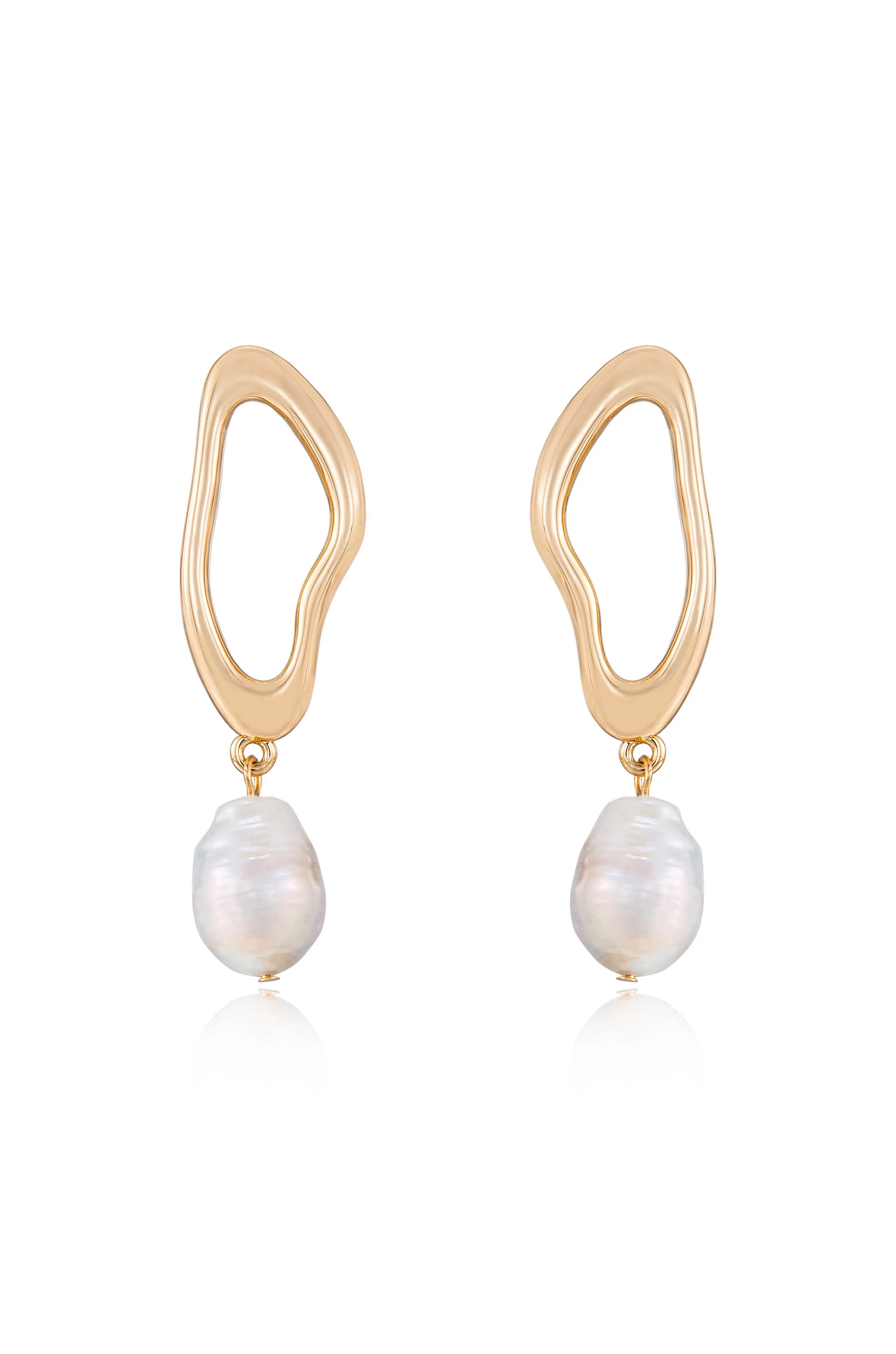 Open Circle Freshwater Pearl Earrings