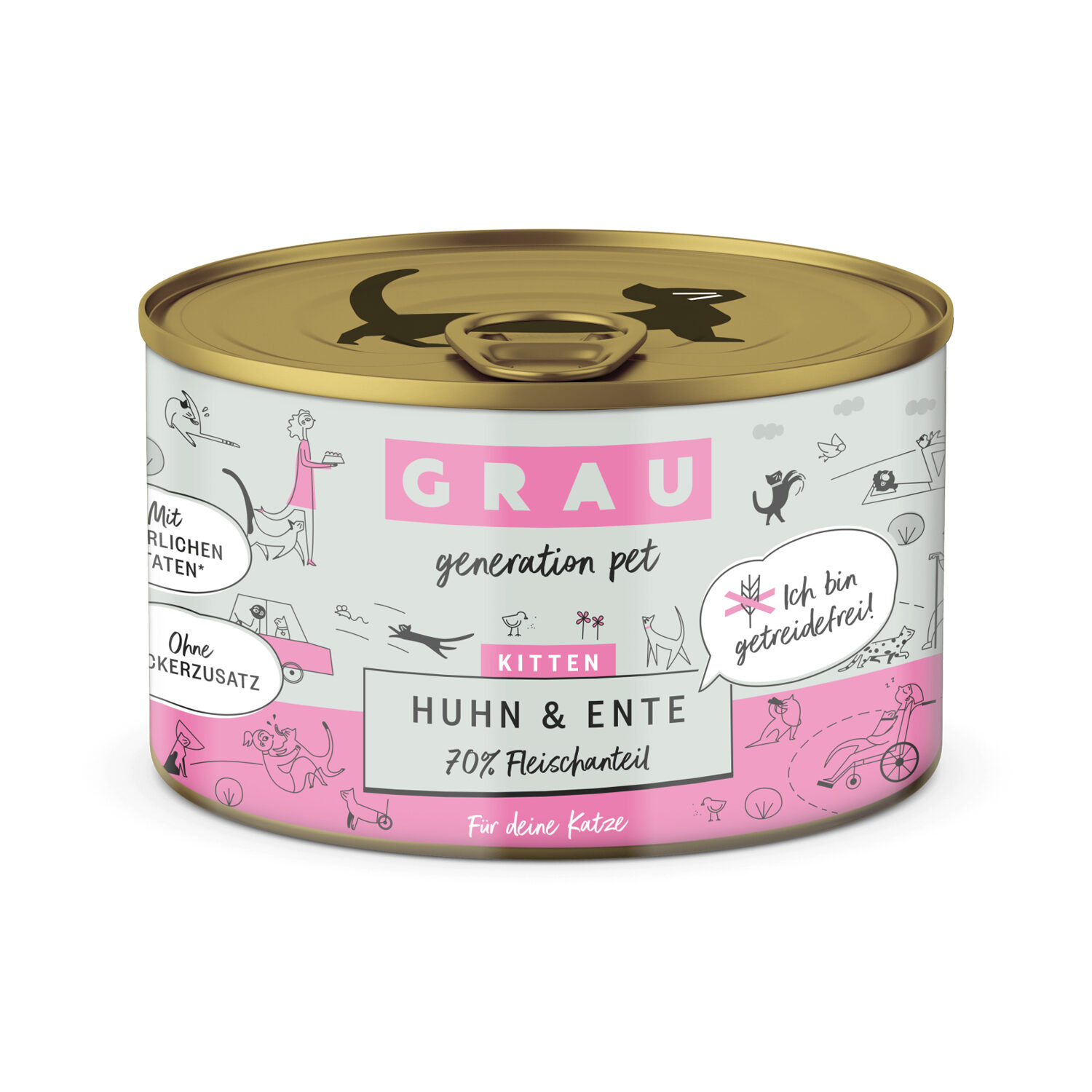Grau Grain-Free Kitten Food - Beef, Turkey and Carrot - 6 x 200 g