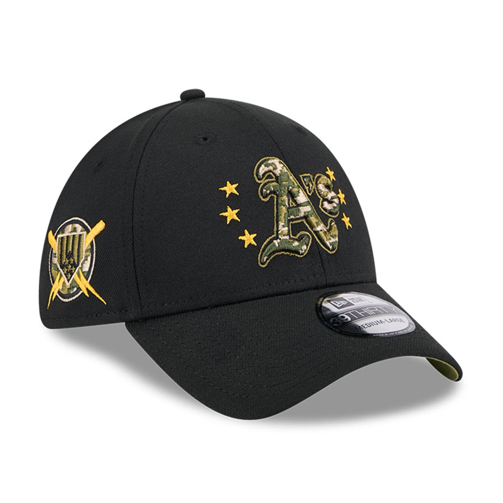 Oakland Athletics 2024 MLB Armed Forces New Era 39THIRTY Flex Cap Black