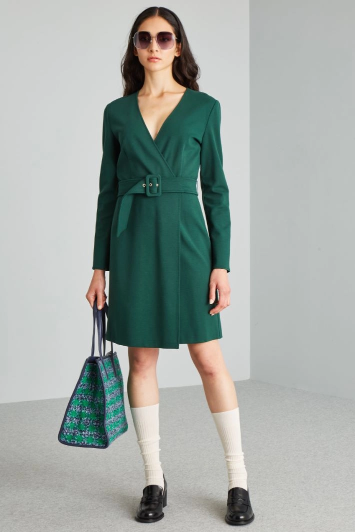Crossed jersey dress - GREEN