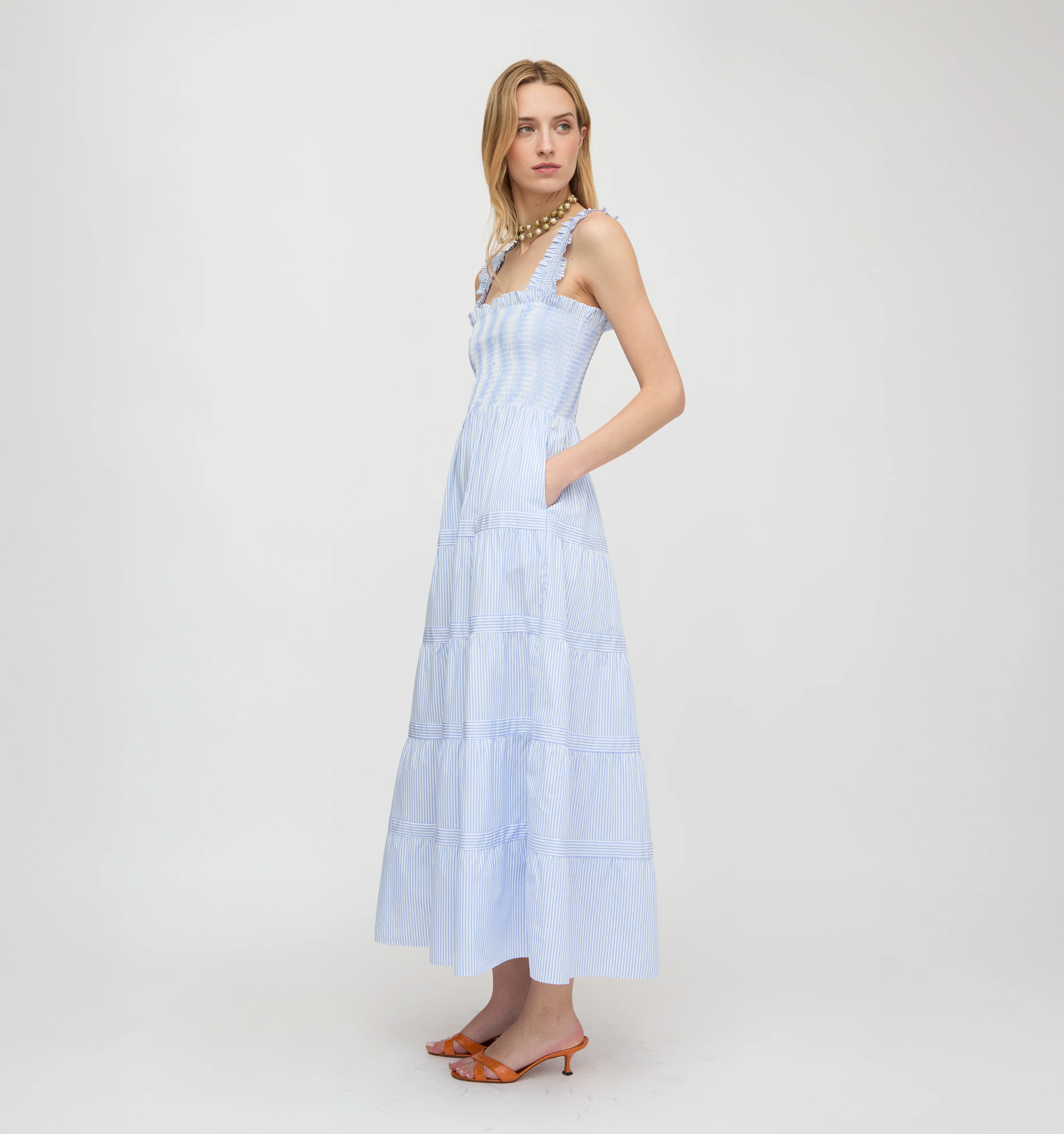 The Goldie Nap Dress - Blue/White Stripe