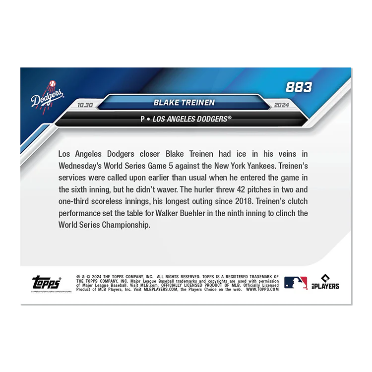 Blake Treinen - 2024 MLB Topps NOW® Card 883