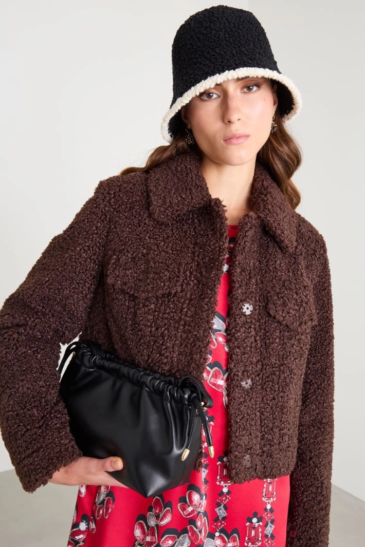 Cloche in bouclé fabric - BLACK