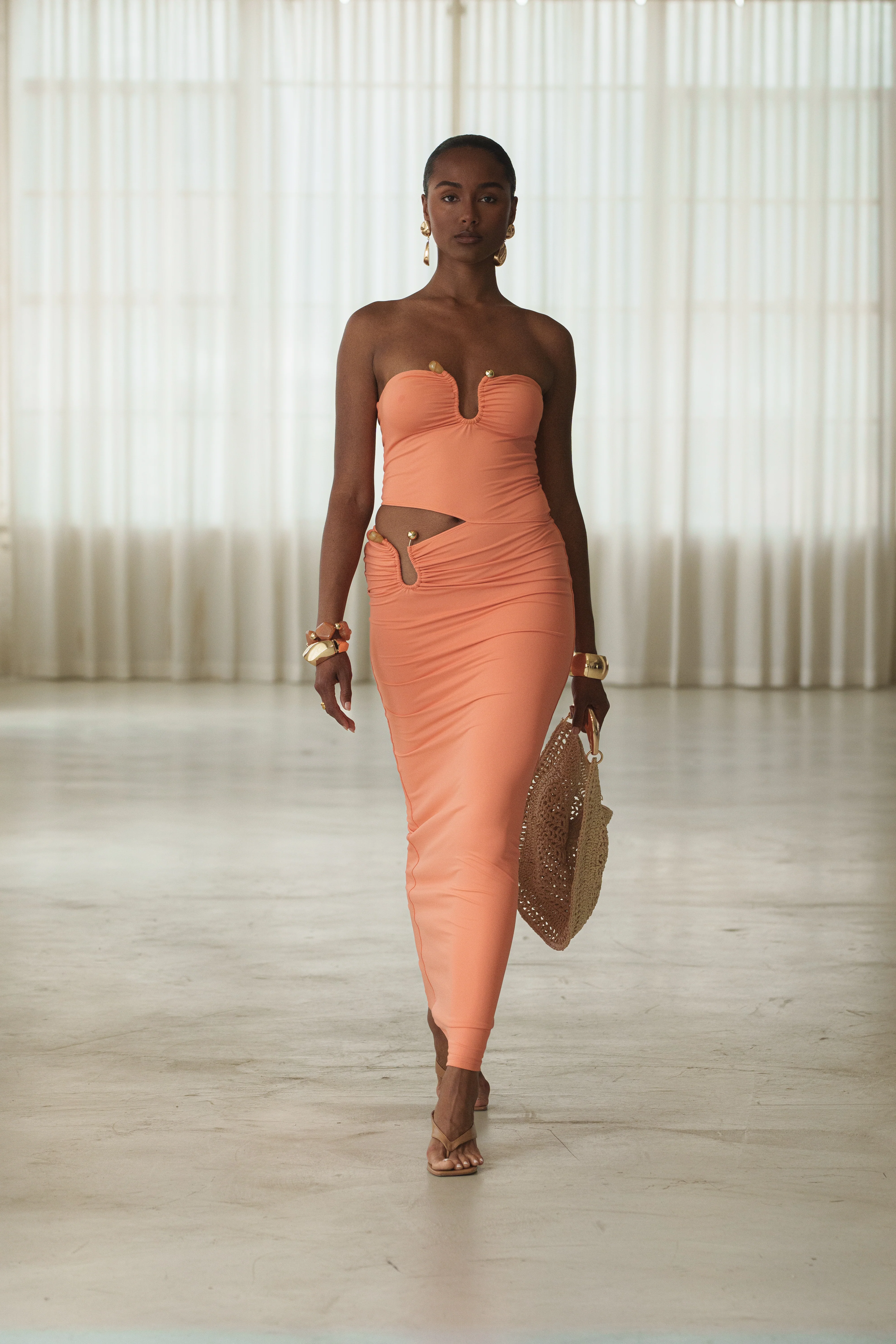 Peach Sun-kissed Glow Maxi Dress