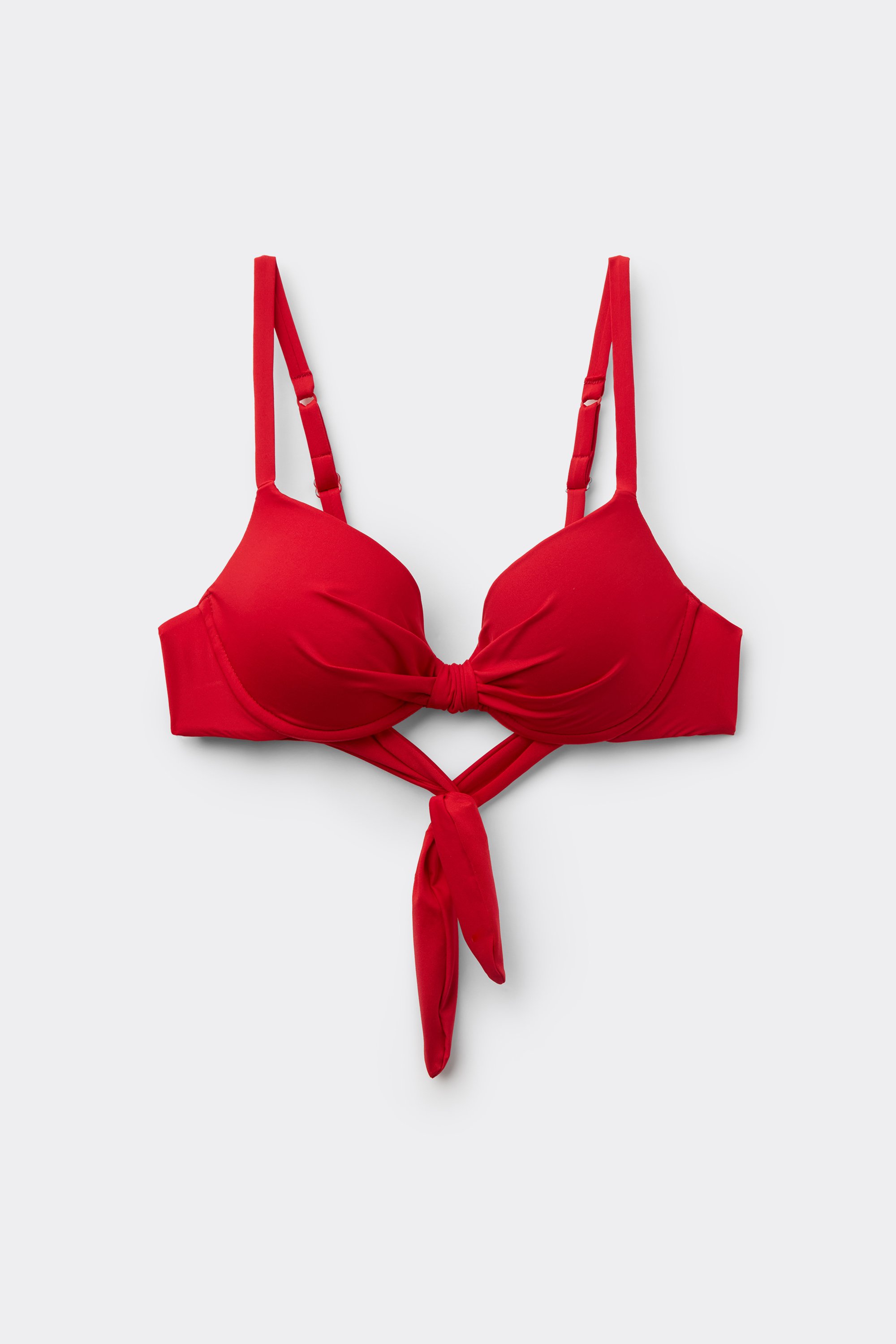 Timeless Look Gloss Red Lightly Padded Push-Up Bikini Top