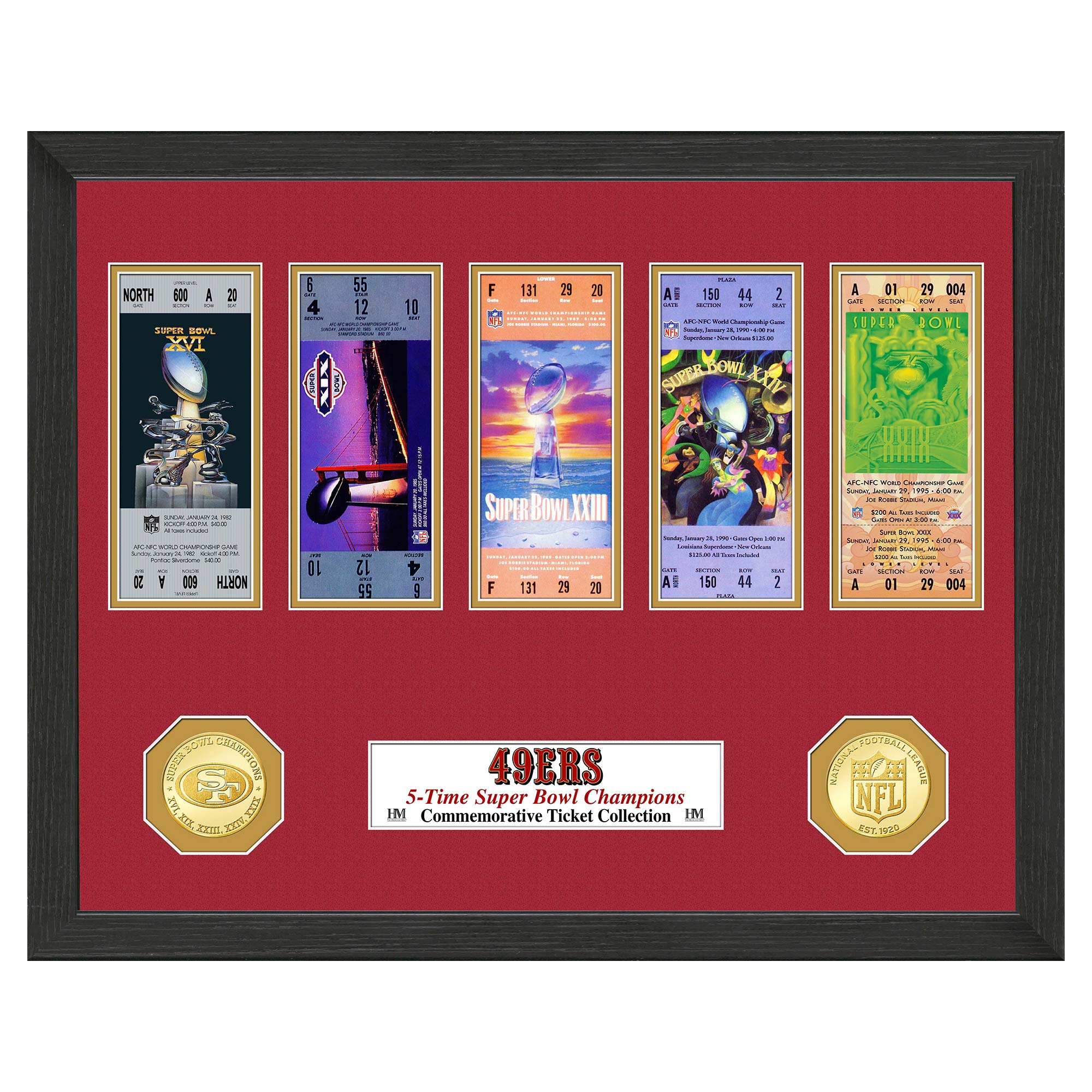 San Francisco 49ers Super Bowl Tickets Bronze Coins Framed NFL Photo