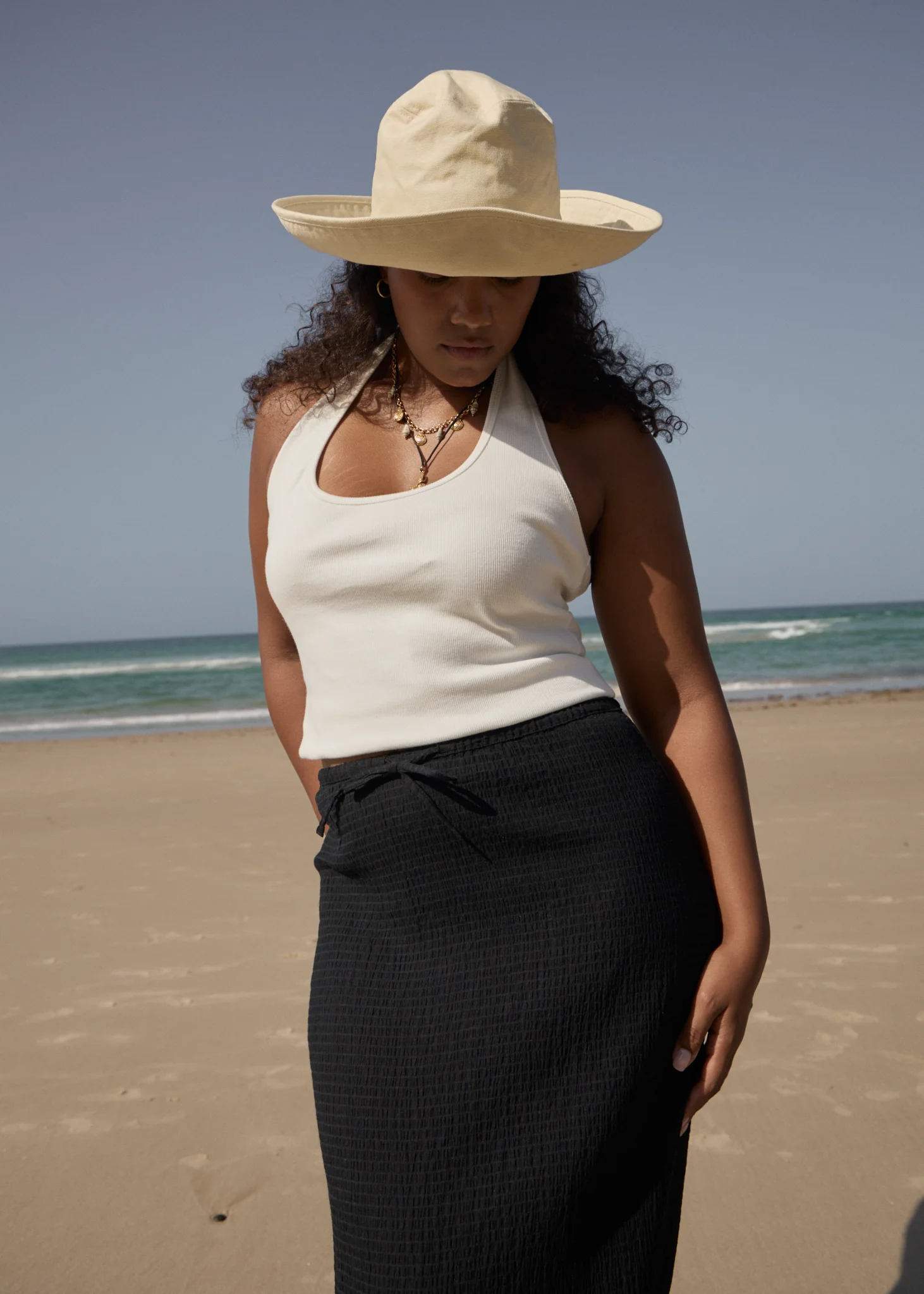 AFENDS Womens Frida - Seersucker Maxi Skirt - Black