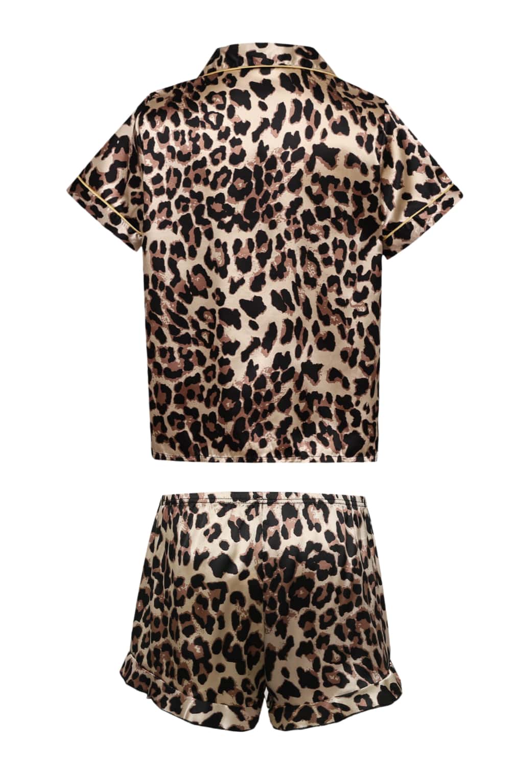 Two Piece Leopard Short Sleeves Pajamas Set