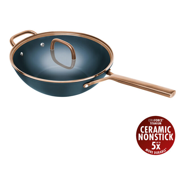 30 cm Aluminium Wok with glass lid