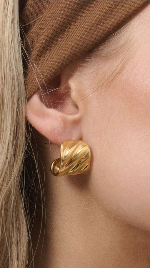 Vera Textured 18K Gold Plated Earrings - Gold