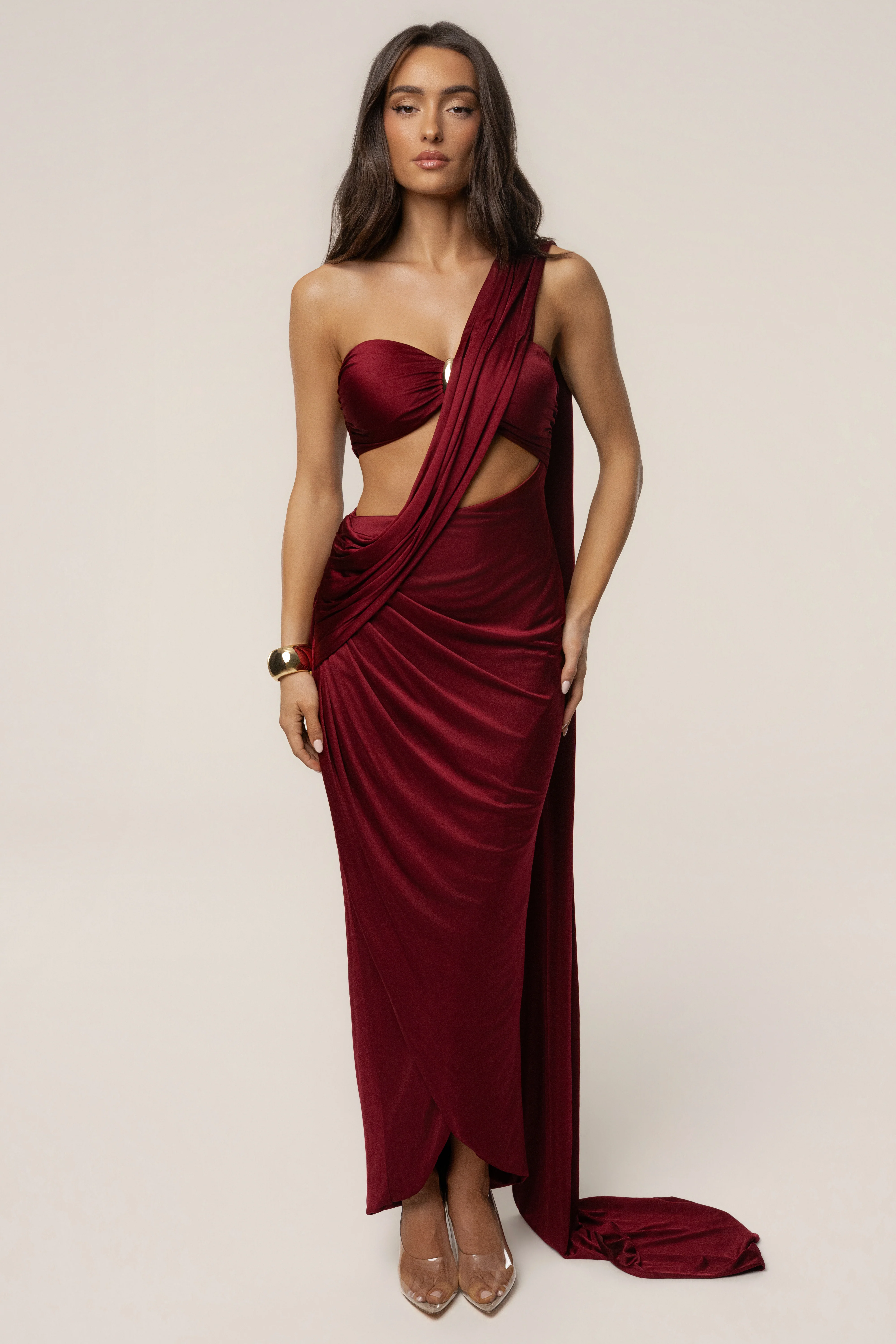 Burgundy Love And Legacy Draped Dress