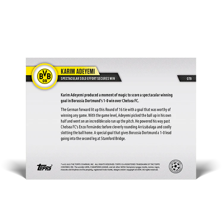Topps UK - Spectacular solo effort secures win - UCL TOPPS NOW® Card #79