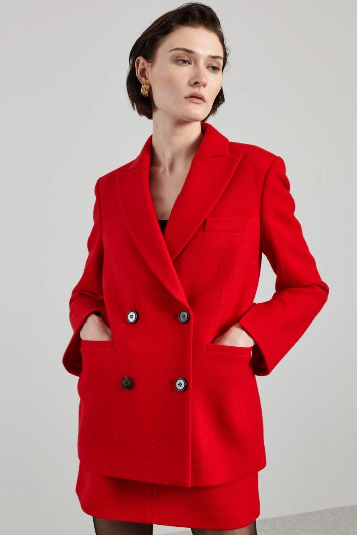 Double-breasted peacoat - RED