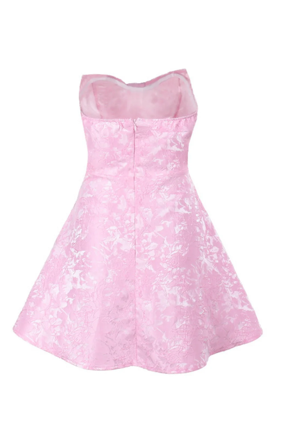 Strapless Pink A-line Short Bow Dress