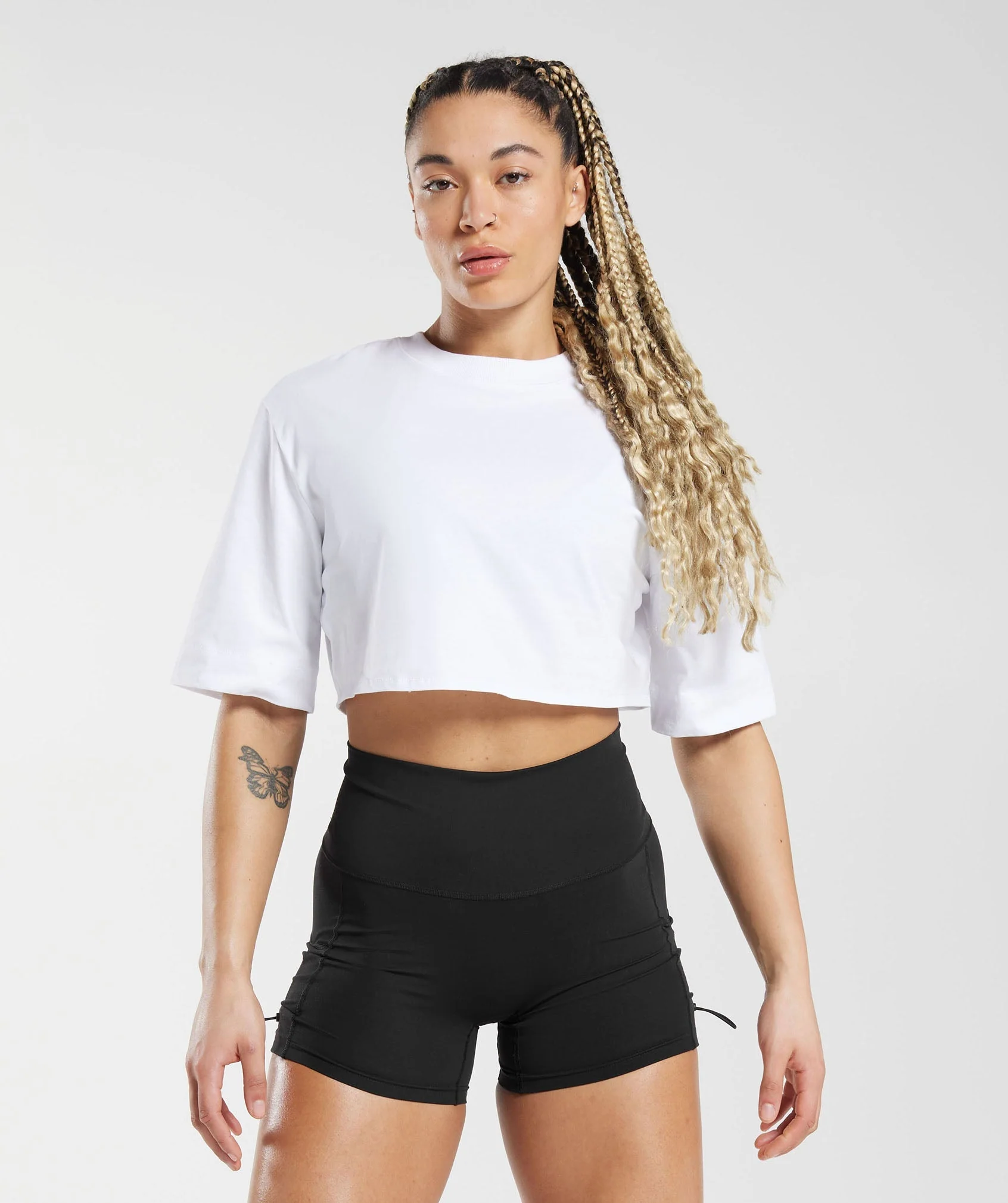 Cotton Boxy Crop Top White