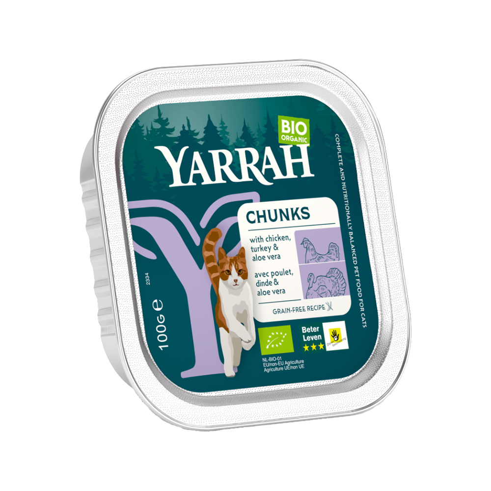 Yarrah - Cat Food Chunks with Chicken and Turkey Bio - 16x 100g