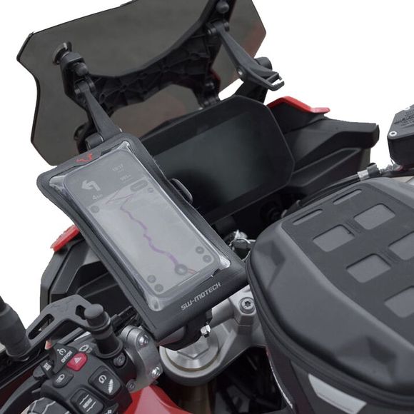 SW-MOTECH Universal Smartphone Mount with Waterproof Drybag. Universal fit for Handlebar or Mirror - BlackRef: SWM0036 / GPS.00.308.35500