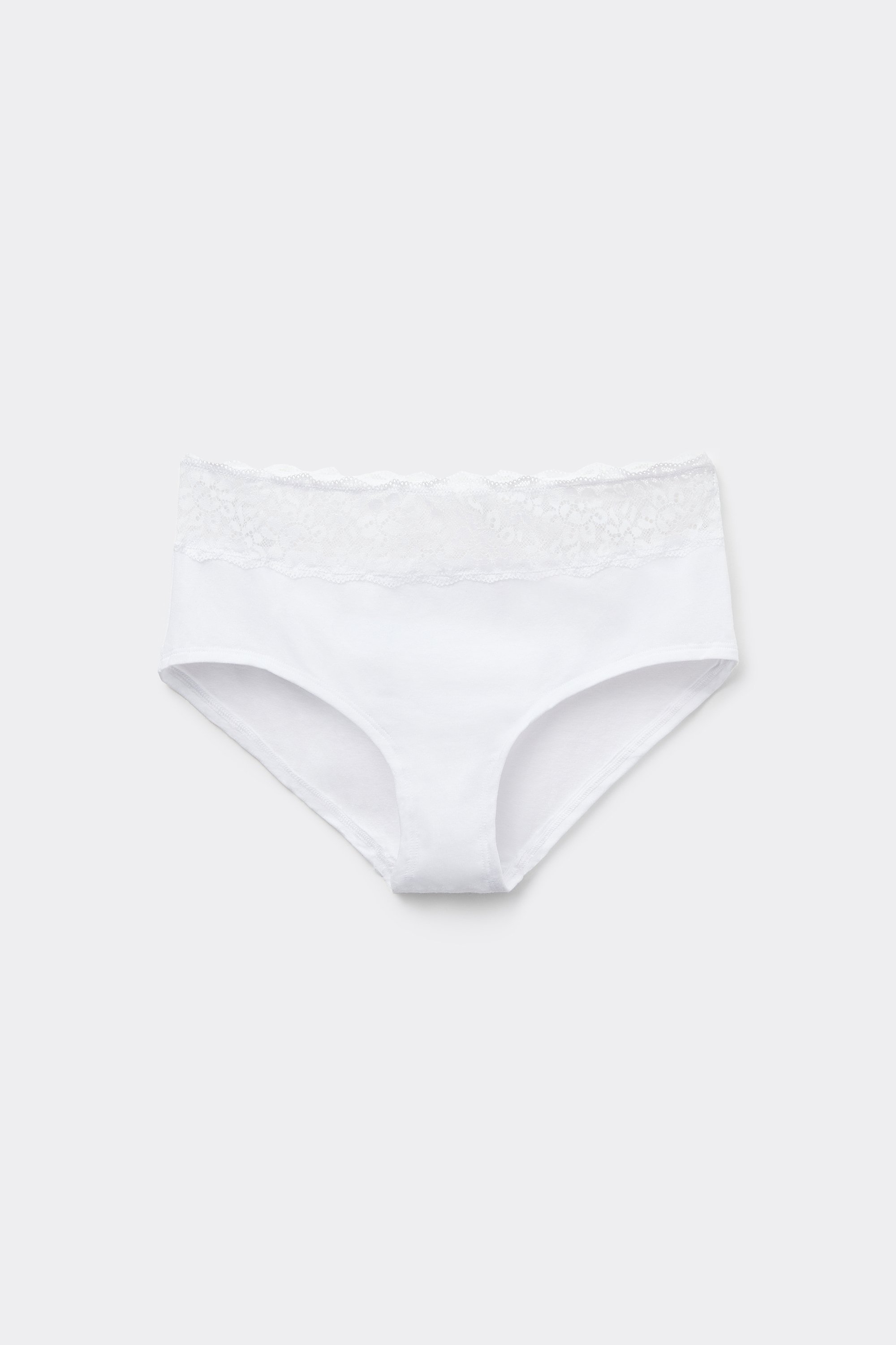 French Knickers in Organic Cotton with Recycled Lace
