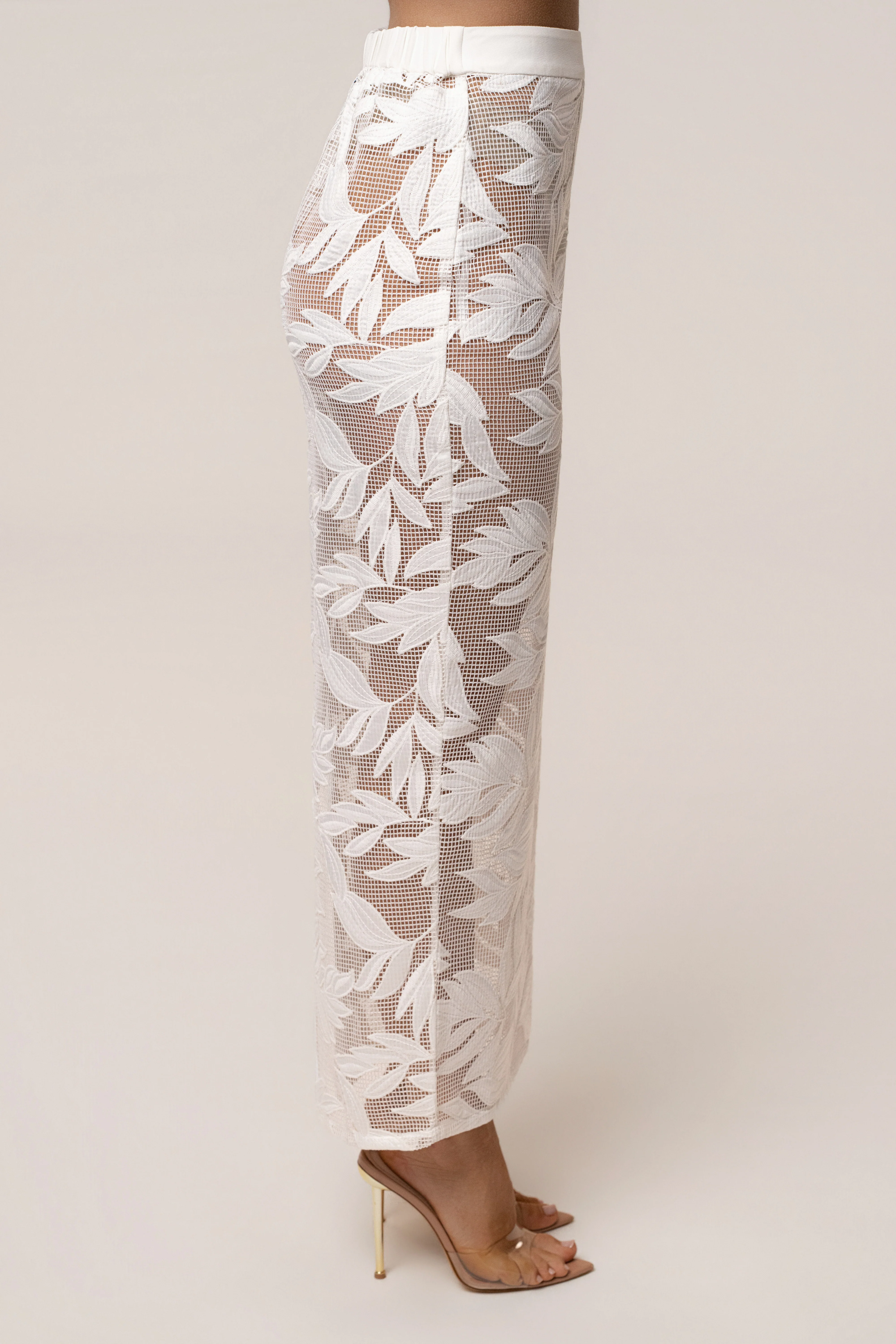 White Bali Nights Embroidered  Skirt