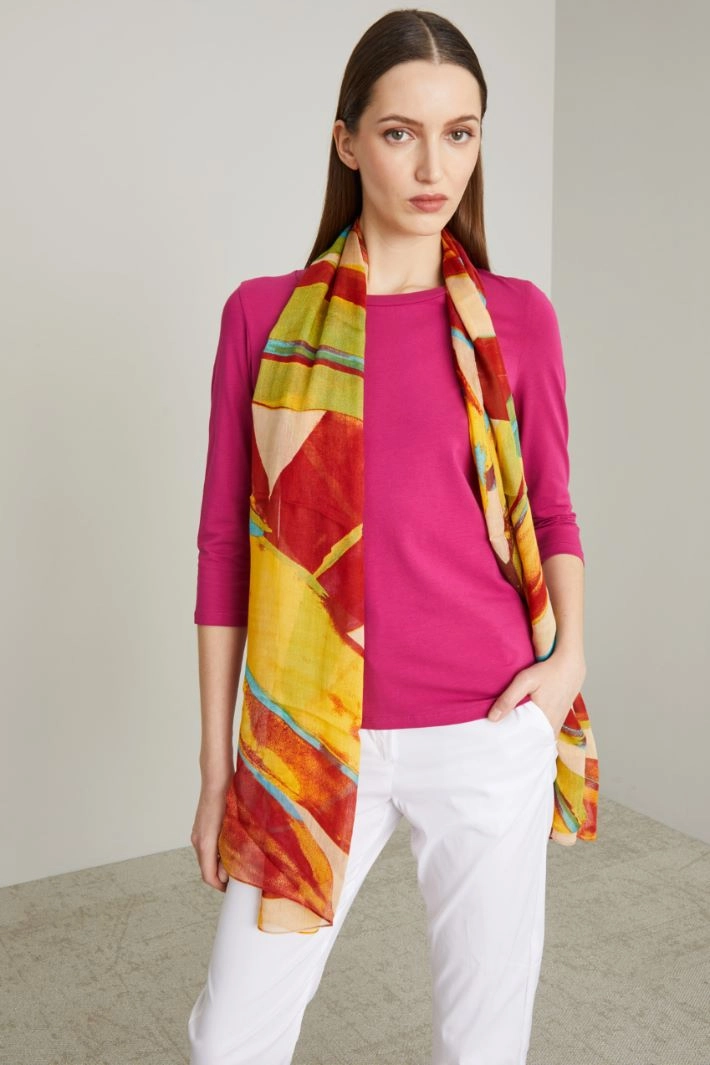 Patterned stole - MUSTARD RED