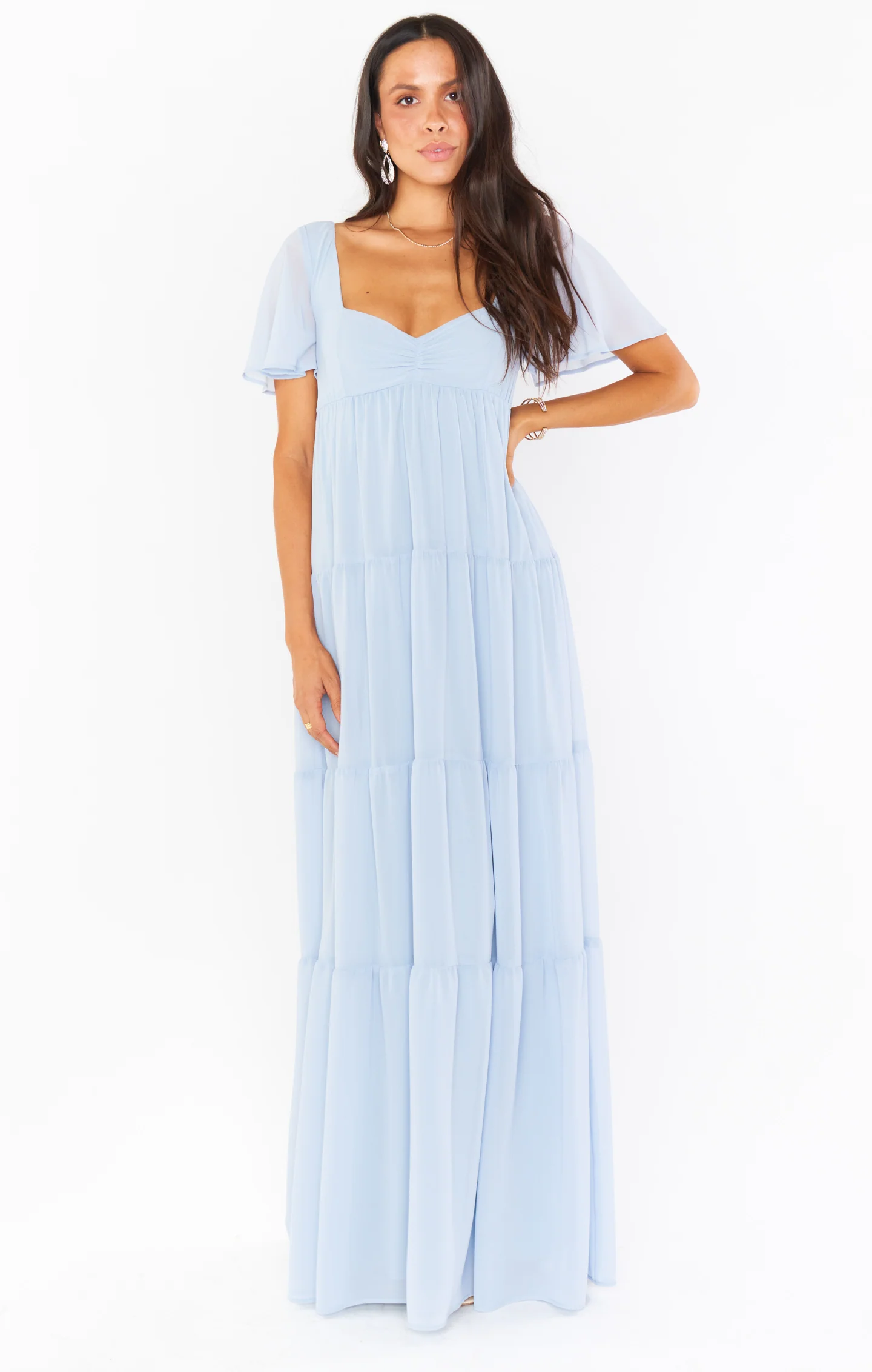 Nicole Maxi Dress ~ Steel Blue Chiffon
