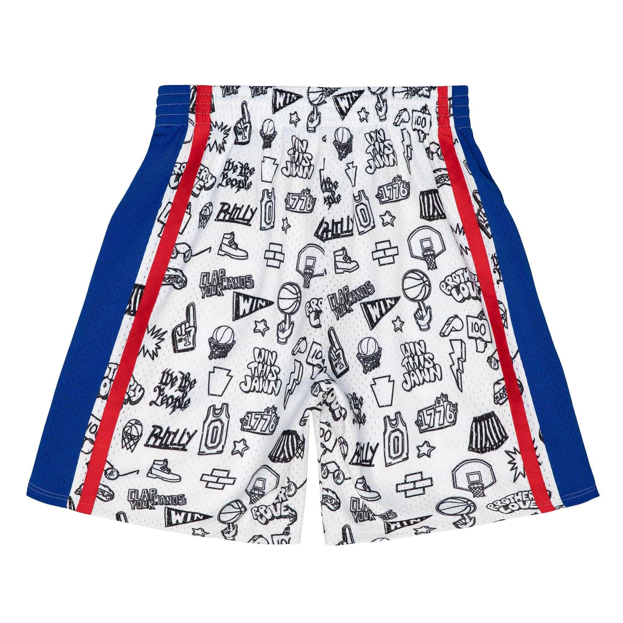 Philadelphia 76ers Doodle Mitchell & Ness Swingman NBA Shorts