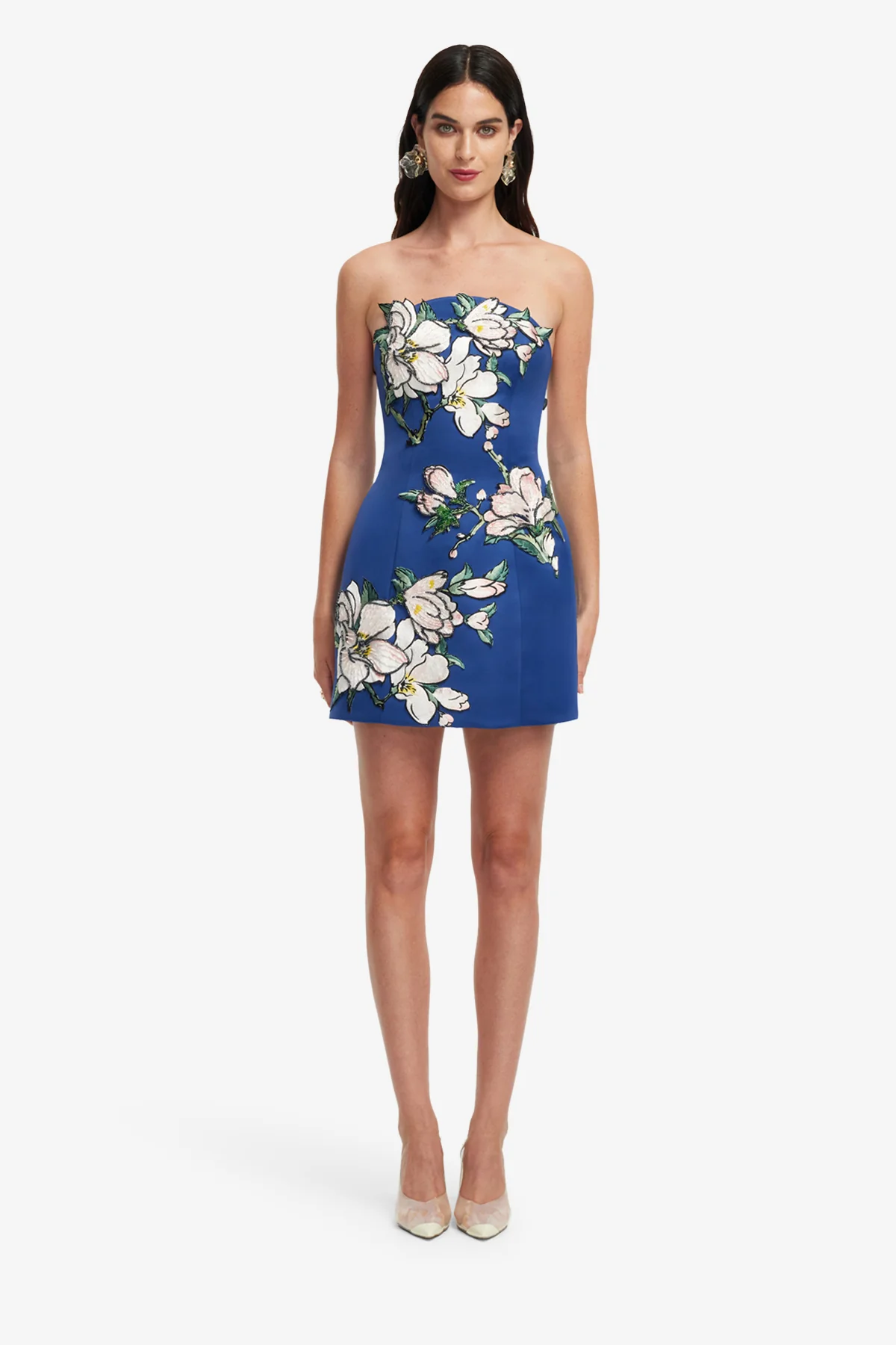 Zaria Appliqué Floral Bustier Mini Dress - Midnight Blue