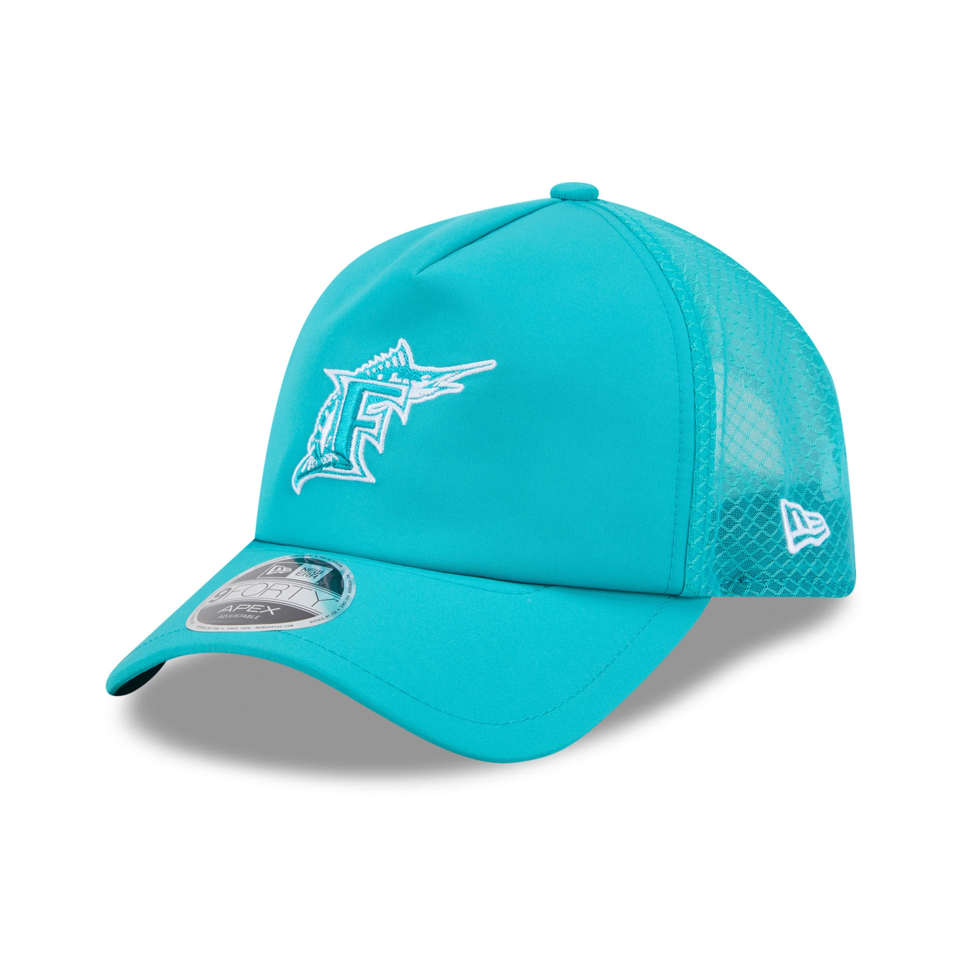 Miami Marlins 2026 MLB Batting Practice 9FORTY APEX Trucker Cap Green