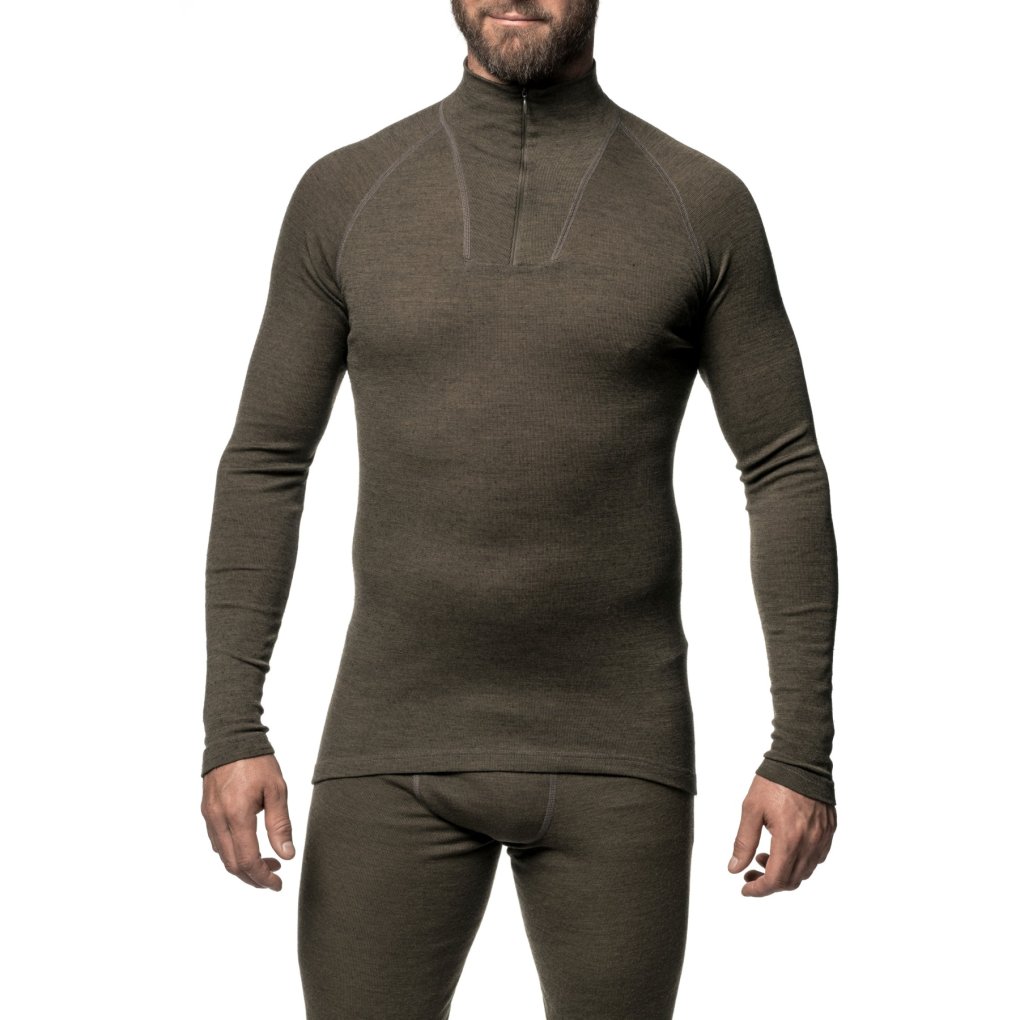 Woolpower LITE Zip Undershirt Unisex - pine green
