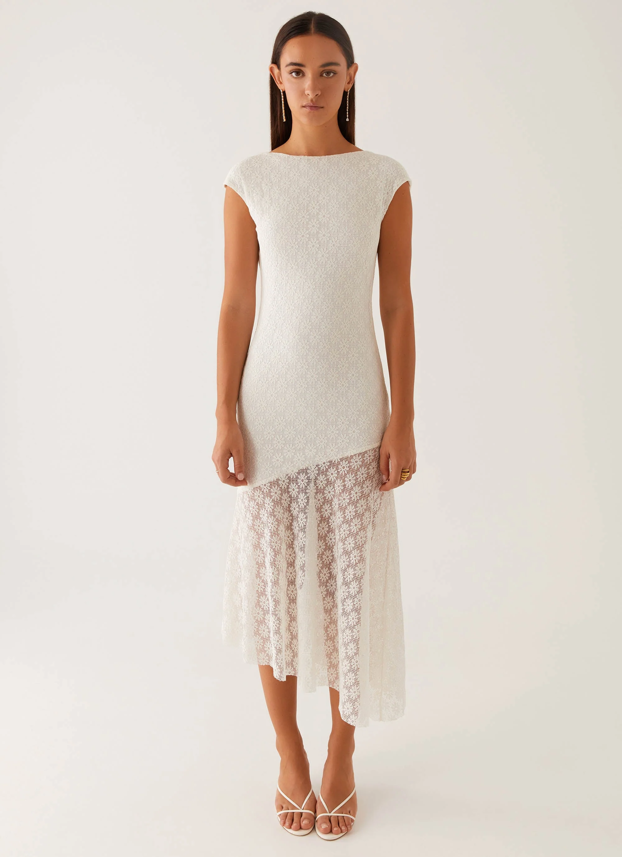 Arielle Open Back Midi Dress - White