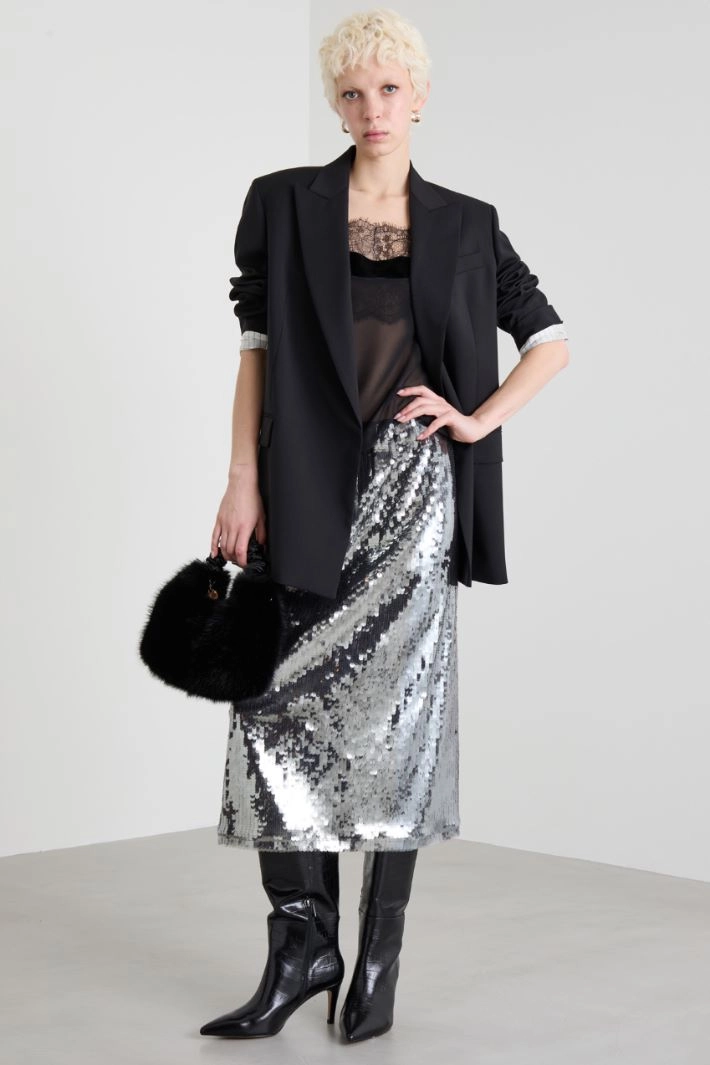 Straight blazer in pure wool - BLACK