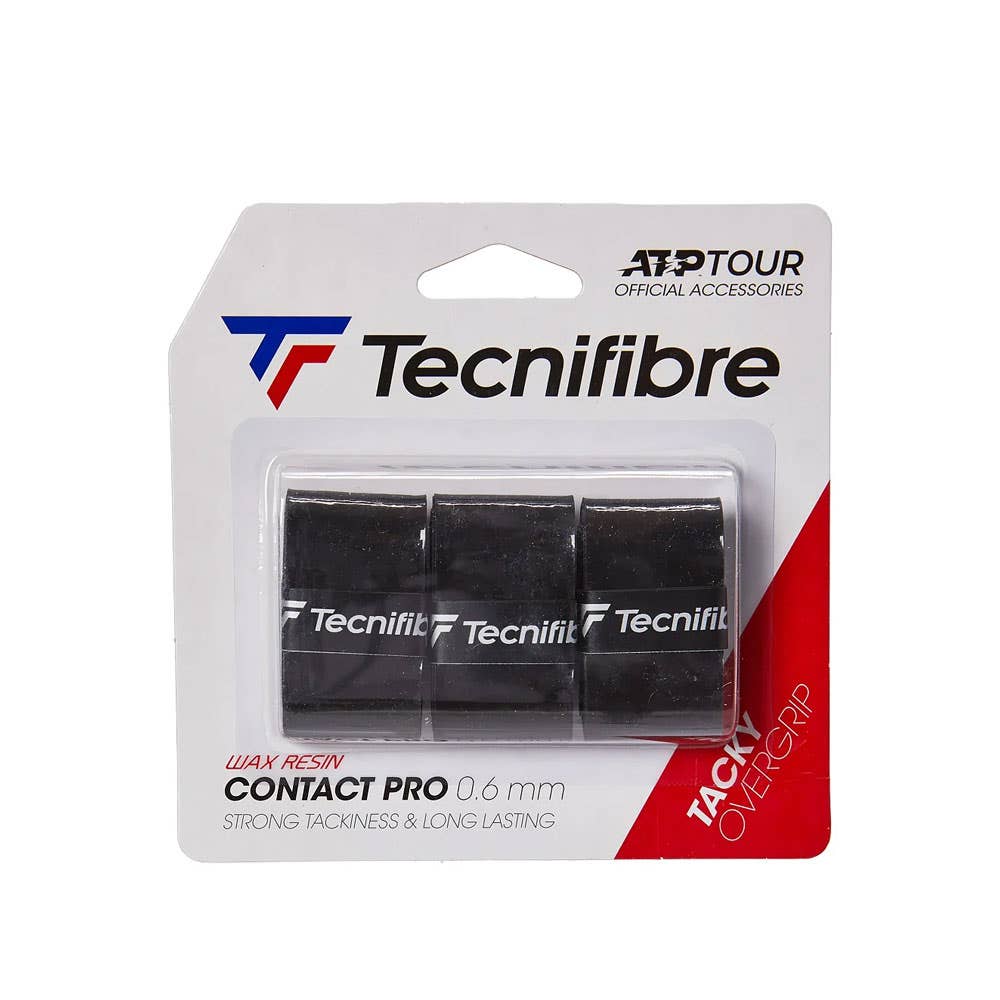 3 PACK OF BLACK TECNIFIBRE CONTACT PRO OVERGRIPS