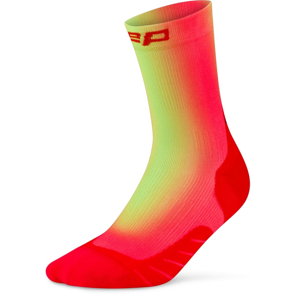 CEP Core Run Edt. Gradient Mid Cut Compression Socks Men - red/lime
