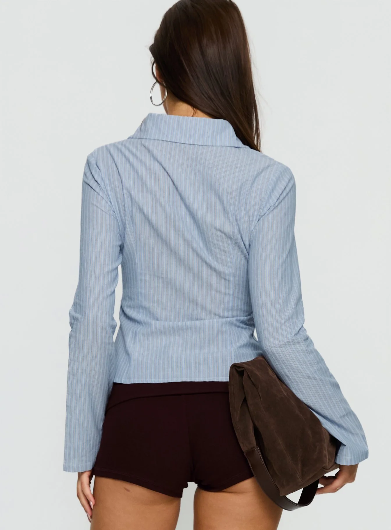 Cottesloe Long Sleeve Blouse Top Blue Stripe