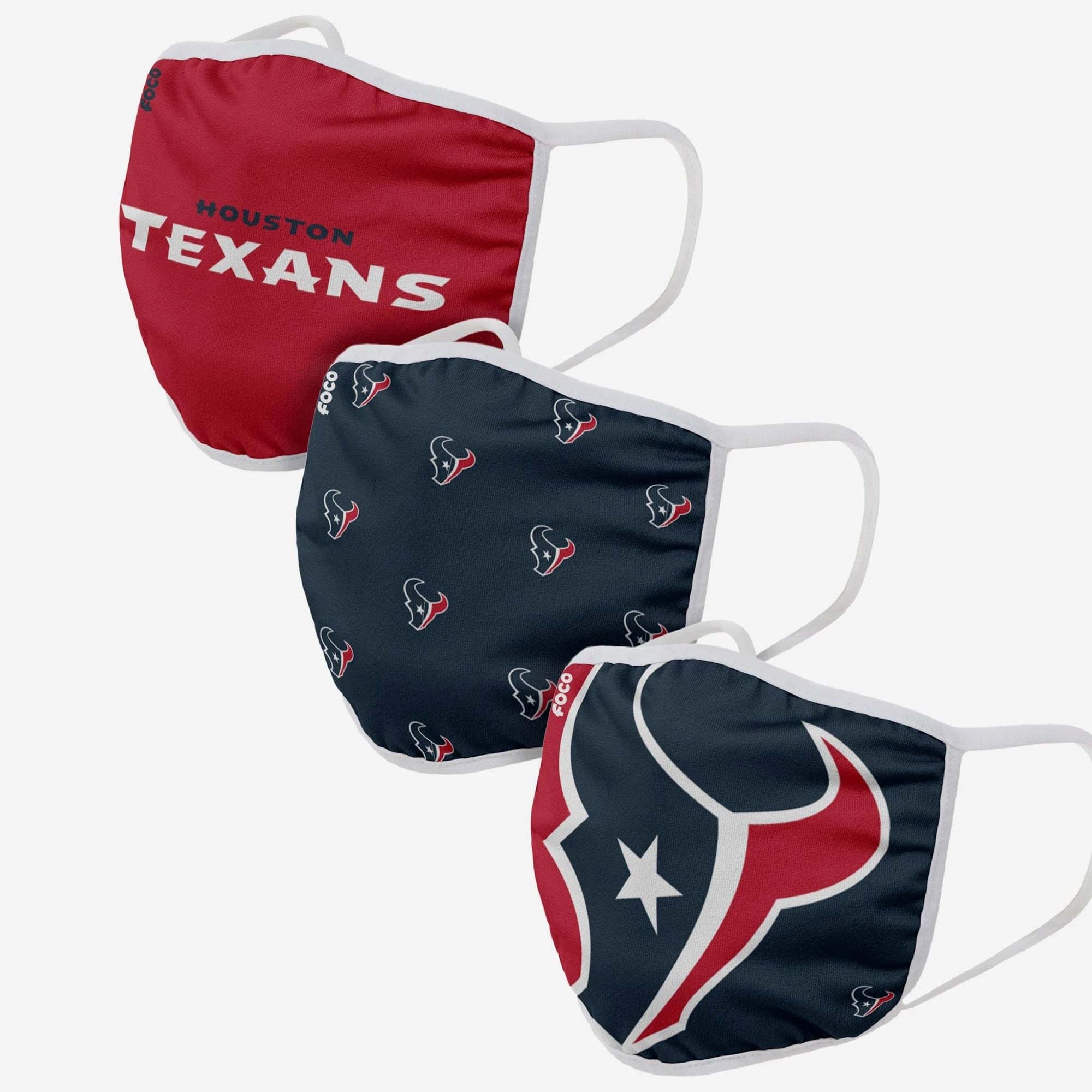 Houston Texans Face Covering NFL Face Mask (3-Pack)