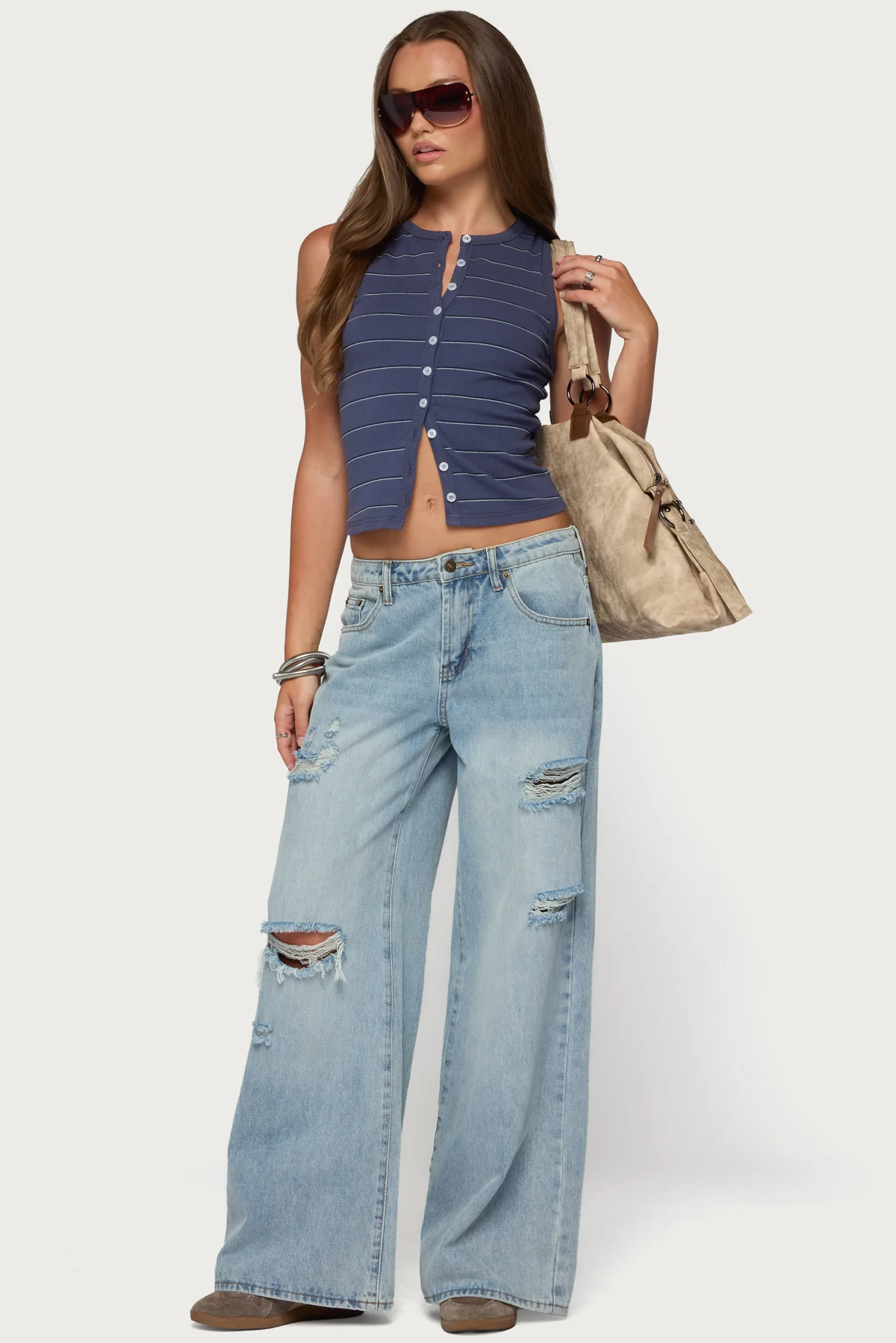 Brynne Striped Button Up Top