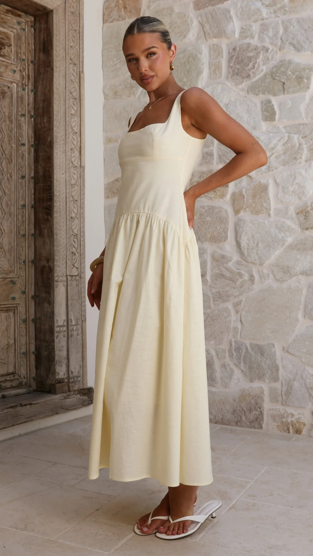 Lucy Drop Waist Maxi Dress - Butter