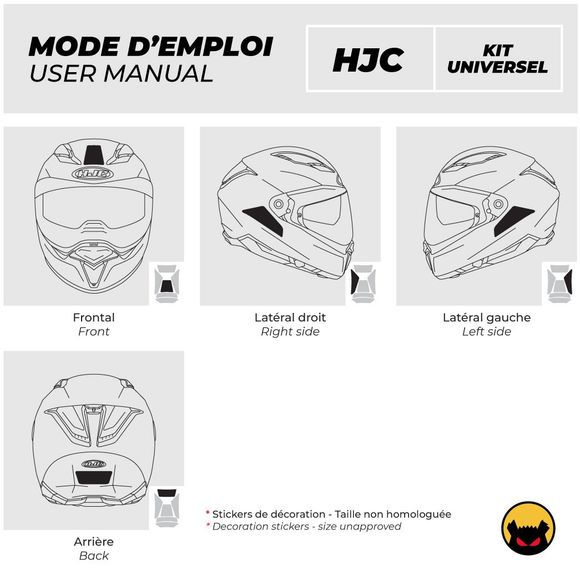 Fear The Yellow Bear REPLICA HJC HELMETS Reflective Stickers UNIVERSAL KIT - WhiteRef: FYB0004