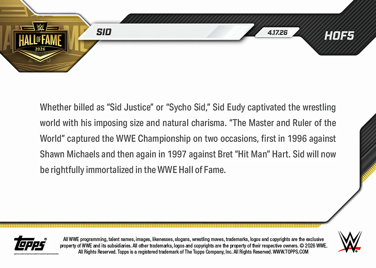 Sid - 2026 WWE Topps NOW® - Card HOF5