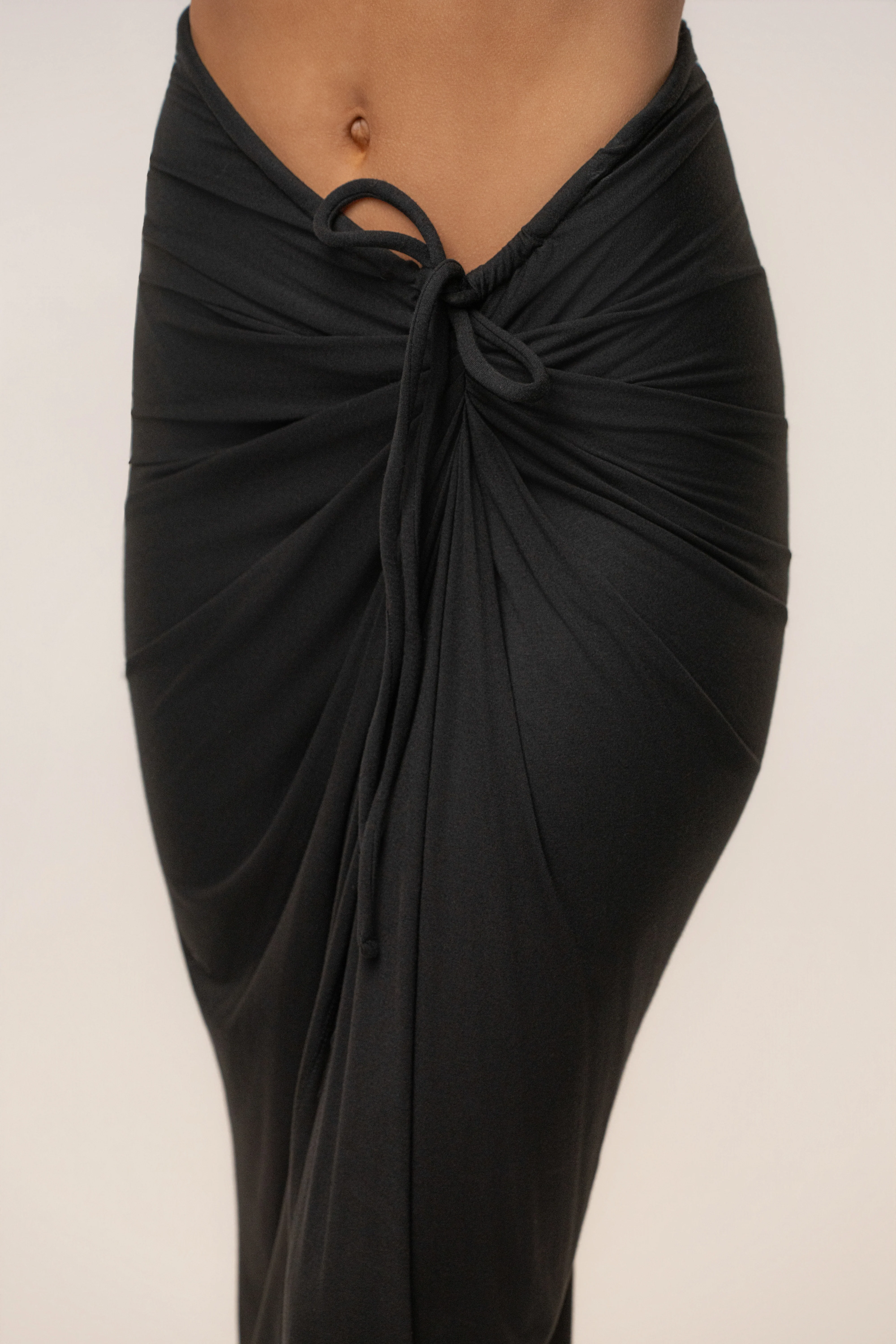 Black Island Drape Maxi Skirt