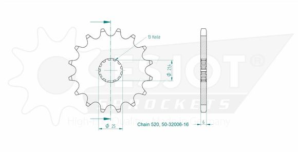 Esjot 16 tooth gearbox output pinionRef: Esjo00050A / 12122390