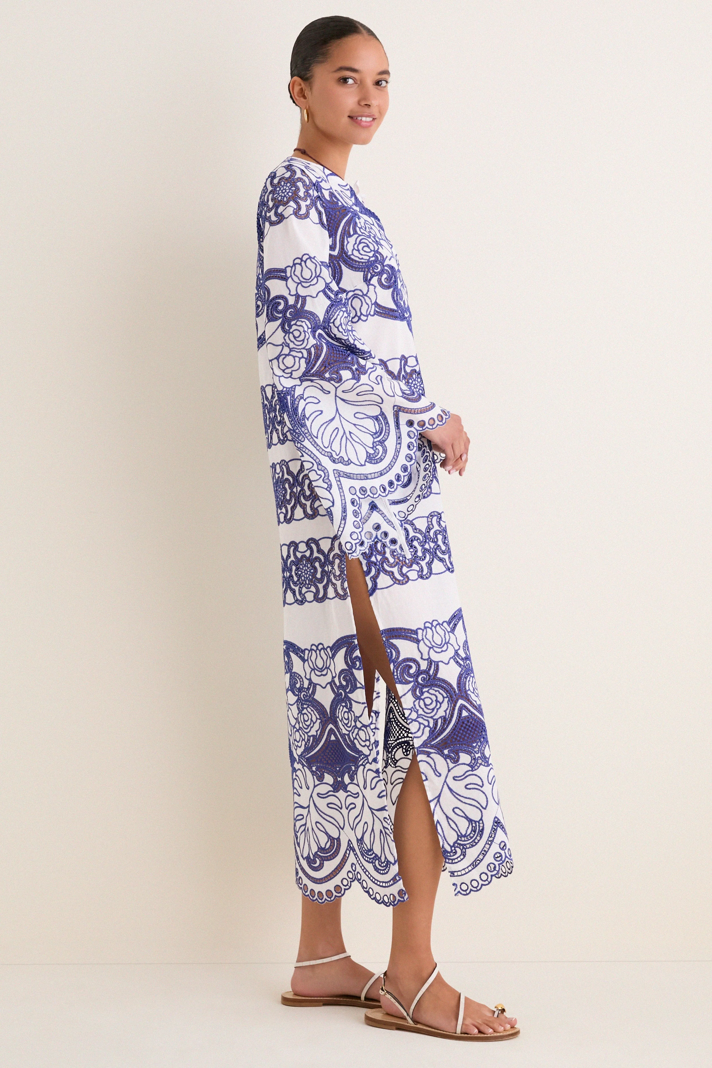 White and Blue Clea Lace Dress