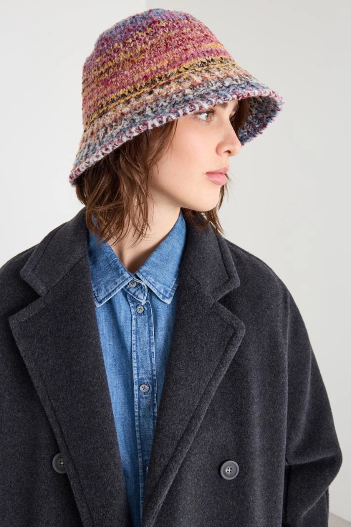 Wool blend cloche - PINK LIGHT BLUE YELLOW