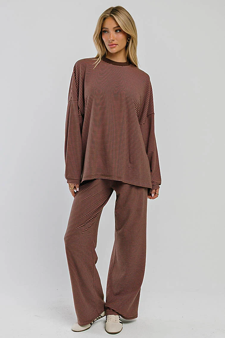 Shelby Striped Pants in Brown