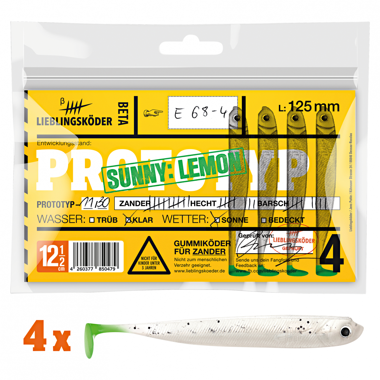 Lieblingsköder Shad Zander Bait (12.5 cm, Sunny Lemon)