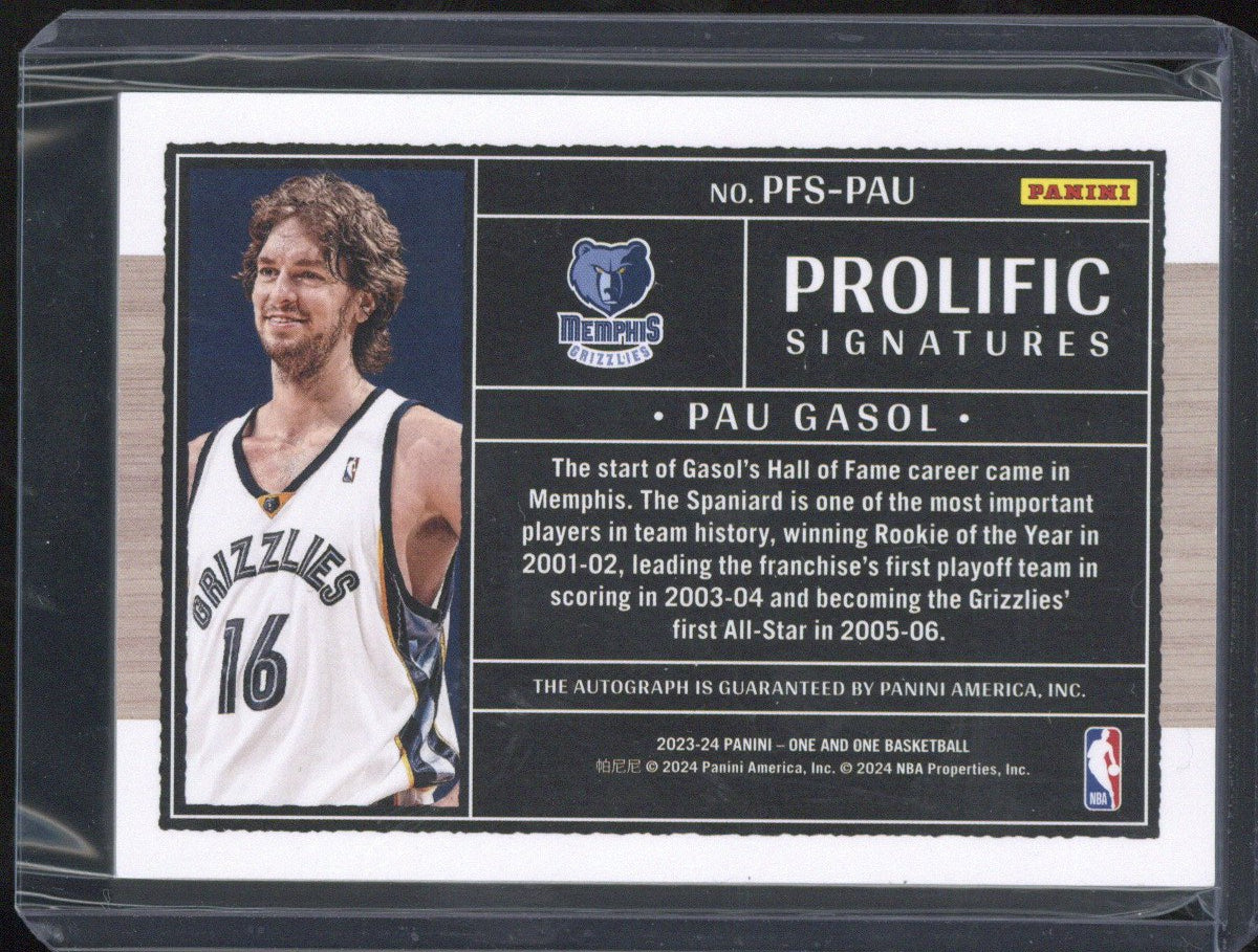 2023-24 Panini One and One Basketball Pau Gasol Autograph /25 PFS-PAU