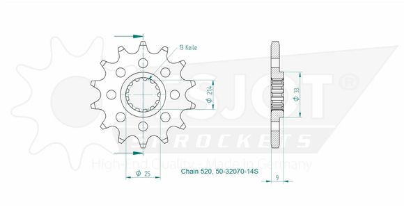 Esjot 14 teeth gearbox output pinionRef: ESJO00026A / 12122409