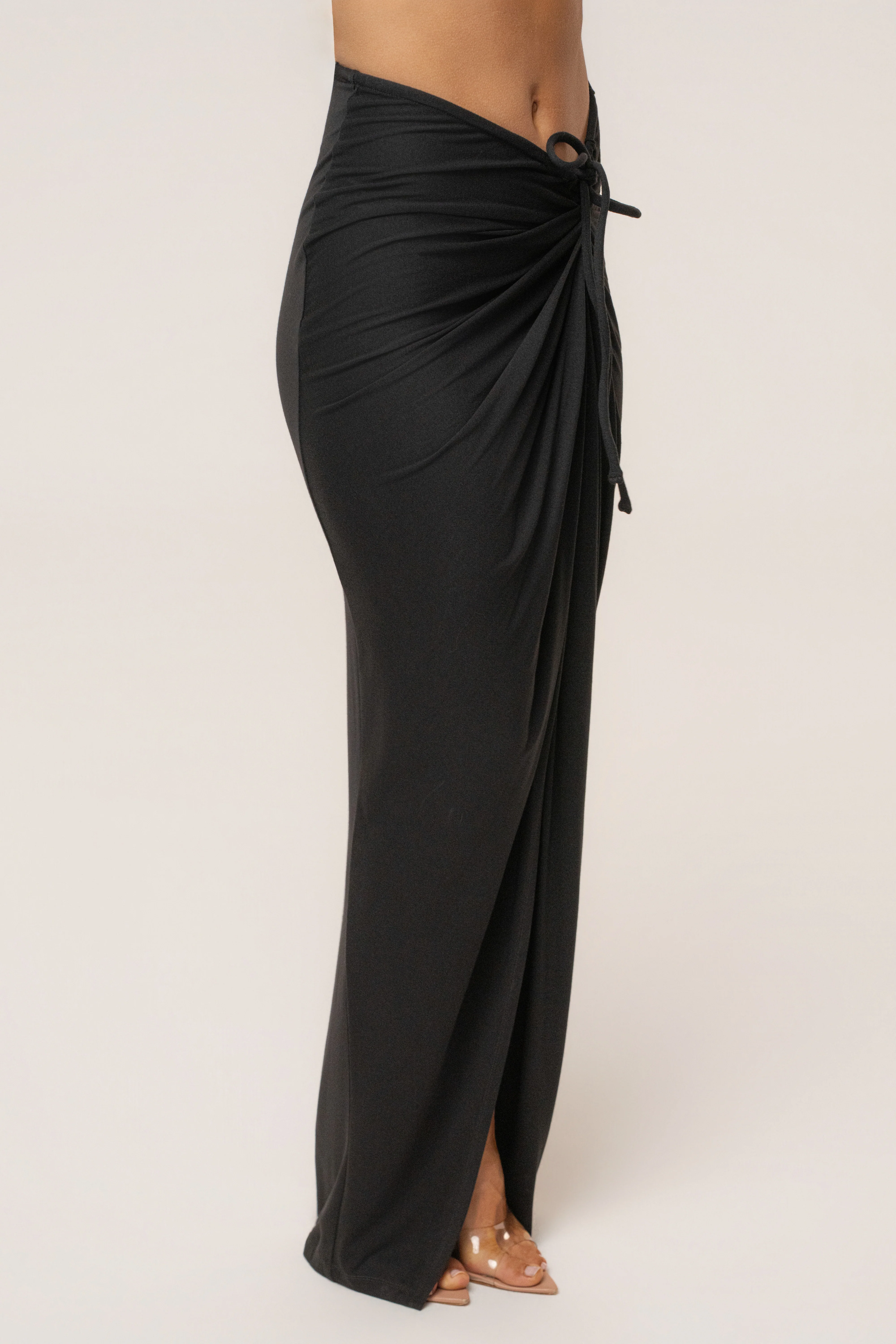 Black Island Drape Maxi Skirt