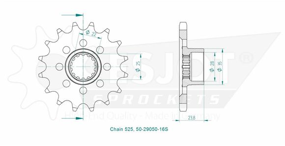 Esjot 16 tooth gearbox output pinionRef: ESJO00134A / 12122381